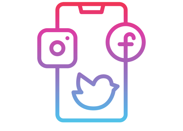 Phone with social media icons